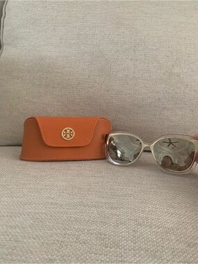 Tory Burch Clear Frame Sunglasses with Gold Accent